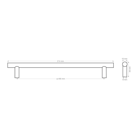 Uchwyt reling meblowy 22cm chrom AU101-0-160-CHR