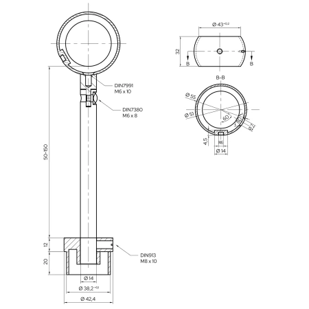 Uchwyt przegubowy przelotowy regulowany poręczy balustrady Ø42.4 20cm stal nierdzewna Prevent PR749-0-INX