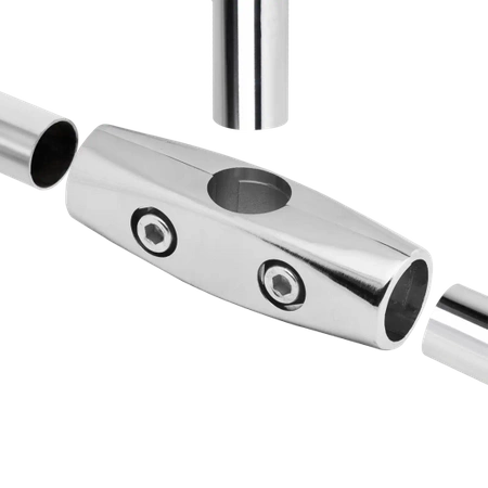 Złącze dwuramienne proste do drążka Ø25 chrom TR578-0-CHR
