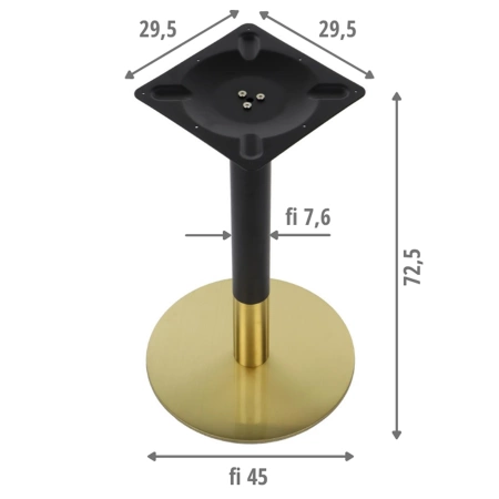 Podstawa stołu SLSH-3001-72-45-ZLO-CZA okrągła wysokość 72cm, podstawa 45cm kolor złoty-czarny