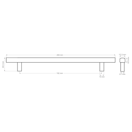 Uchwyt reling meblowy 25cm chrom AU102-0-192-CHR