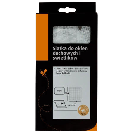Moskitiera okienna na rzep na okno dachowe BASIC 120x140cm biała MS0RZ-120-140-DAC