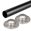 Drążek meblowy okrągły 25mm zestaw z mocowaniami 0, L=100 cm, czarny, satyna AC500-510-0-100-CZA-SAT
