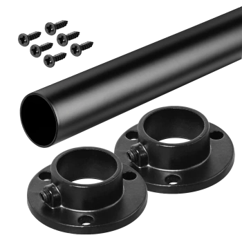 Drążek meblowy okrągły 25mm zestaw z mocowaniami A, L=100 cm, czarny AC500-510-A-100-CZA