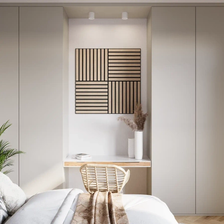 Panele akustyczne dekoracyjne ścienne lamele 50x50cm dąb (4 sztuki) PA002-050-050-DAB