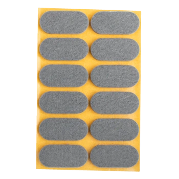 Podkładki filcowe samoprzylepne szare owalne 20x44 12szt PREMIUM PF001-2-020-044-SZA