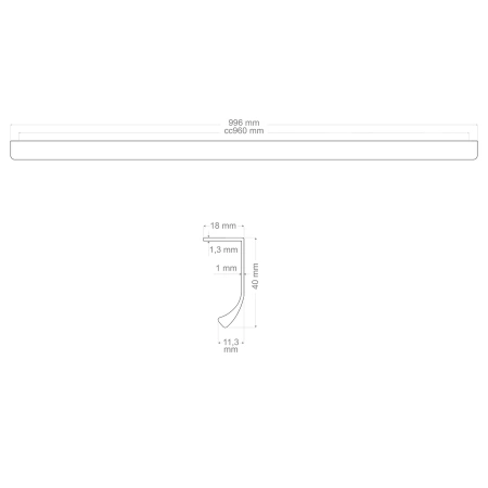 Uchwyt meblowy krawędziowy 99,6cm złoty AU628-0-960-ZLO