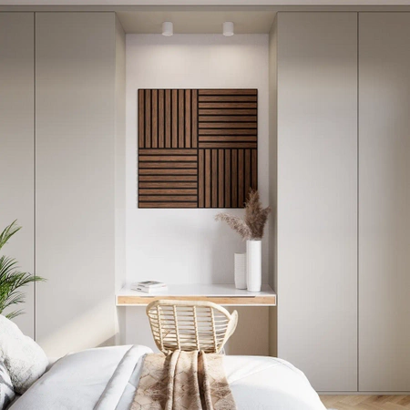 Panele akustyczne dekoracyjne ścienne lamele 50x50cm orzech (4 sztuki) PA002-050-050-ORZ