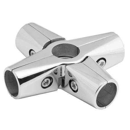 Złącze czterokierunkowe krzyżowe do drążka Ø32 chrom TR663-0-CHR