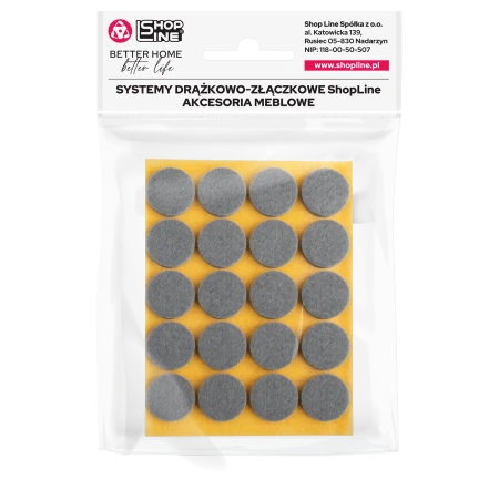 Podkładki filcowe samoprzylepne szare okrągłe Ø22mm 20szt PREMIUM PF001-0-022-SZA