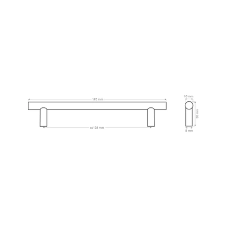 Uchwyt reling meblowy 18,8cm czarny AU101-0-128-CZA