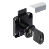 Zamek meblowy kwadrat do szuflad, szaf, biurek, drzwiczek czarny AX138-0-CZA