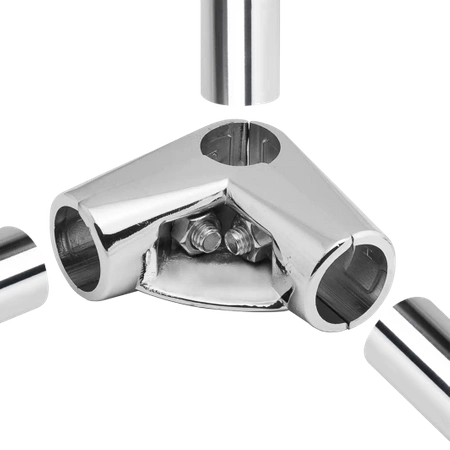 Złącze dwuramienne z półką Ø25 chrom TR580-0-CHR