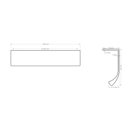 Uchwyt meblowy krawędziowy18cm czarny AU628-0-160-CZA