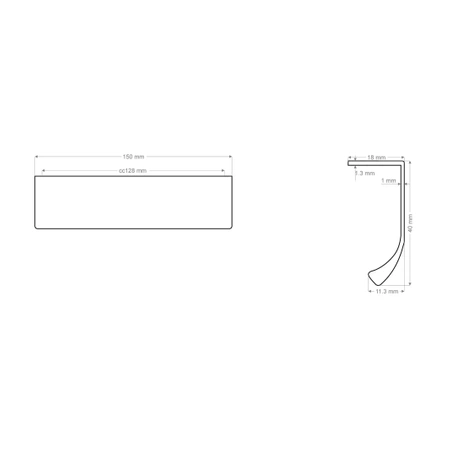 Uchwyt meblowy krawędziowy15cm czarny AU628-0-128-CZA