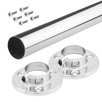 Drążek meblowy okrągły 25mm zestaw z mocowaniami 0, L=100 cm, chrom  AC500-510-0-100-CHR