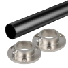 Drążek meblowy okrągły 25mm zestaw z mocowaniami B, L=200 cm, czarny, satyna AC500-510-B-200-CZA-SAT