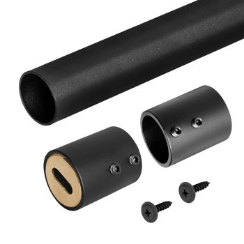 Drążek meblowy okrągły 25mm zestaw z mocowaniami "harfa", L=100 cm, czarny AC500-510-H-100-CZA