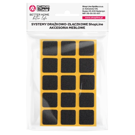 Podkładki filcowe samoprzylepne czarne kwadrat 25x25 15szt PREMIUM PF001-1-025-CZA