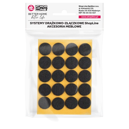 Podkładki filcowe samoprzylepne czarne okrągłe Ø22mm 20szt PREMIUM PF001-0-022-CZA