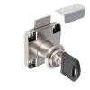 Zamek meblowy kwadrat do szuflad, szaf, biurek, drzwiczek chrom AX138-0-CHR