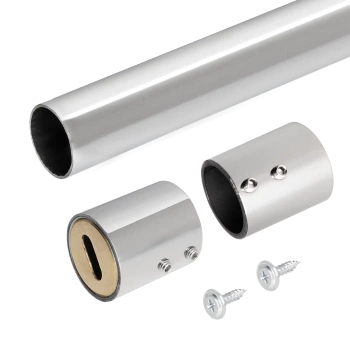 Drążek meblowy okrągły 25mm zestaw z mocowaniami "harfa", L=150 cm, chrom AC500-510-H-150-CHR