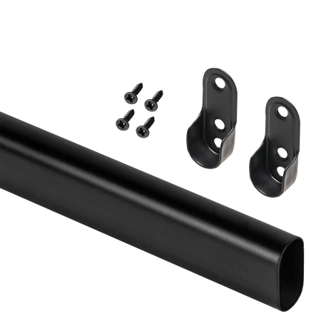 Drążek meblowy owalny zestaw z mocowaniami, L=150 cm, czarny AC902-903-150-CZA
