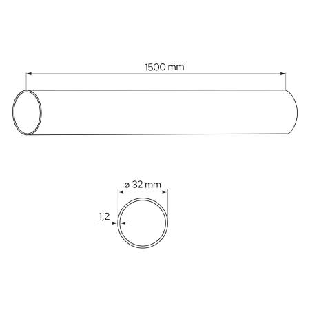 Drążek meblowy Ø32 Gr. 1,2mm 150cm czarny AC600-0-150-CZA