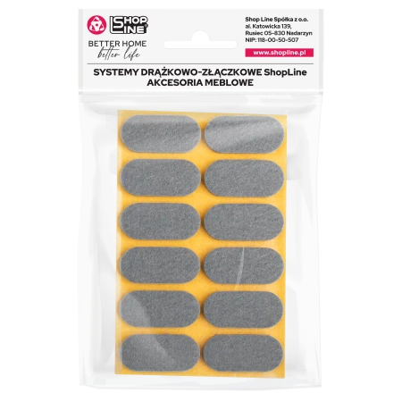 Podkładki filcowe samoprzylepne szare owalne 20x44 12szt PREMIUM PF001-2-020-044-SZA