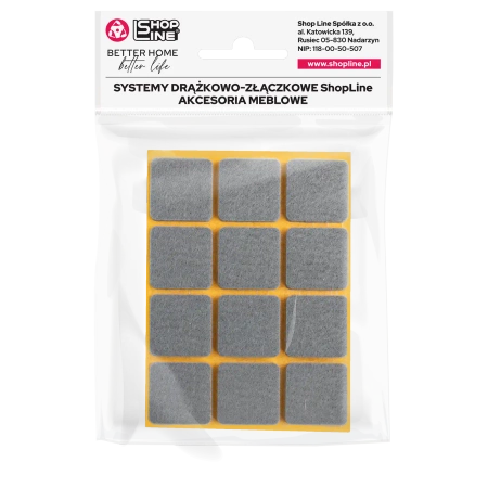 Podkładki filcowe samoprzylepne szare kwadrat 28x28 12szt PREMIUM PF001-1-028-SZA