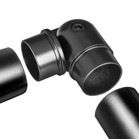 Łącznik przegubowy poręczy balustrady Ø42.4 27x27 stal nierdzewna Prevent  czarny PR732-0-CZA