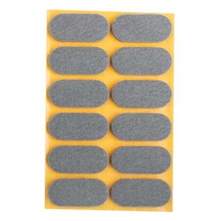 Podkładki filcowe samoprzylepne szare owalne 20x44 12szt PREMIUM PF001-2-020-044-SZA