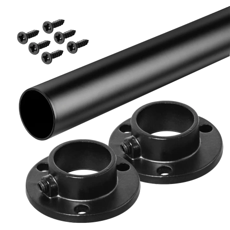 Drążek meblowy okrągły 25mm zestaw z mocowaniami A, L=100 cm, czarny AC500-510-A-100-CZA