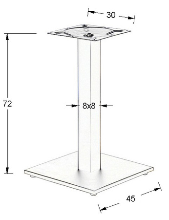 Podstawa stołu SLSH-2011-72-45-ALU kwadrat wysokość 72cm, podstawa 45x45cm kolor aluminium