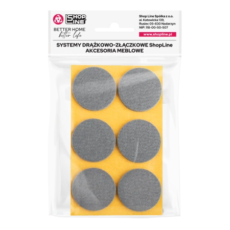 Podkładki filcowe samoprzylepne szare okrągłe Ø45mm 6szt PREMIUM PF001-0-045-SZA