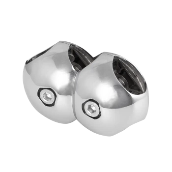 Złącze potrójne równoległe kulowe lewe do drążka Ø25 chrom TR504-0-CHR