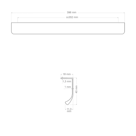 Uchwyt meblowy krawędziowy 39,6cm złoty AU628-0-352-ZLO