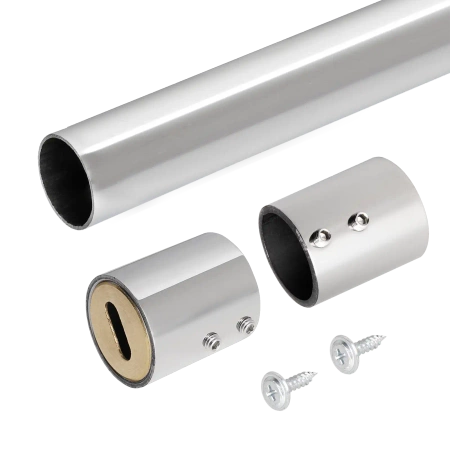 Drążek meblowy okrągły 25mm zestaw z mocowaniami "harfa", L=150 cm, chrom AC500-510-H-150-CHR