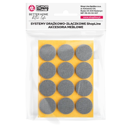 Podkładki filcowe samoprzylepne szare okrągłe Ø28mm 12szt PREMIUM PF001-0-028-SZA