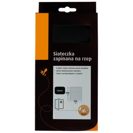 Moskitiera na rzep BASIC 130x150cm czarna MS0RZ-130-150-CZA