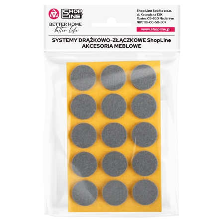 Podkładki filcowe samoprzylepne szare okrągłe Ø25mm 15szt PREMIUM PF001-0-025-SZA