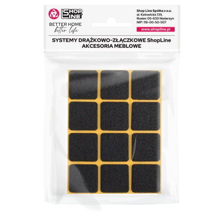 Podkładki filcowe samoprzylepne czarne kwadrat 28x28 12szt PREMIUM PF001-1-028-CZA