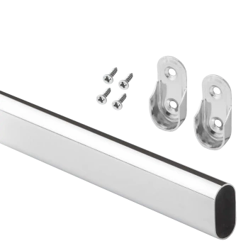 Drążek meblowy owalny zestaw z mocowaniami, L=150 cm, chrom AC902-903-150
