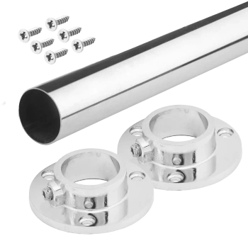 Drążek meblowy okrągły 25mm zestaw z mocowaniami A, L=150 cm, chrom AC500-510-A-150-CHR