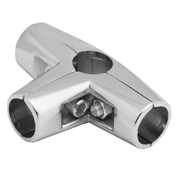 Złącze trzykierunkowe krzyżowe do drążka Ø25 chrom TR581-0-CHR