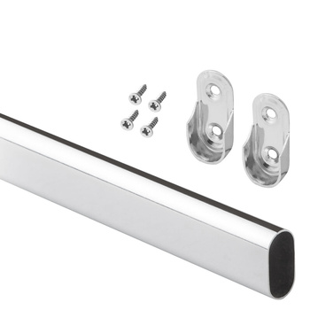 Drążek meblowy owalny meblowy zestaw z mocowaniami, L=100 cm, chrom AC902-903-100