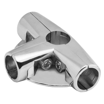 Złącze trzyramienne z dwoma półkami do drążka Ø25 chrom TR583-0-CHR