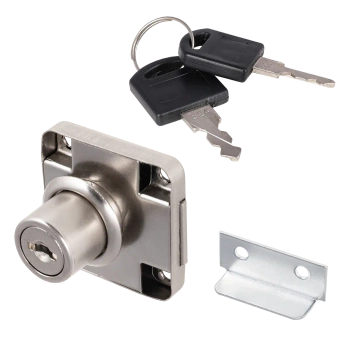 Zamek meblowy kwadrat do szuflad, szaf, biurek, drzwiczek chrom AX138-0-CHR