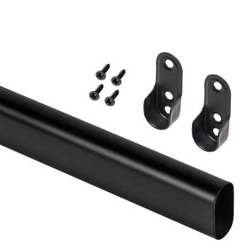 Drążek meblowy owalny zestaw z mocowaniami, L=150 cm, czarny AC902-903-150-CZA