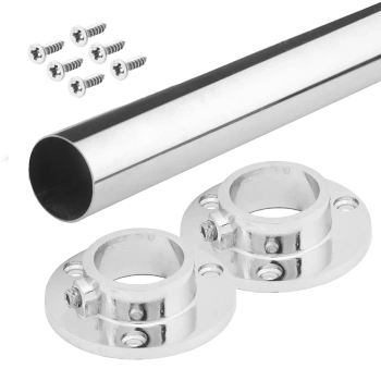 Drążek meblowy okrągły 25mm zestaw z mocowaniami A, L=100 cm, chrom AC500-510-A-100-CHR